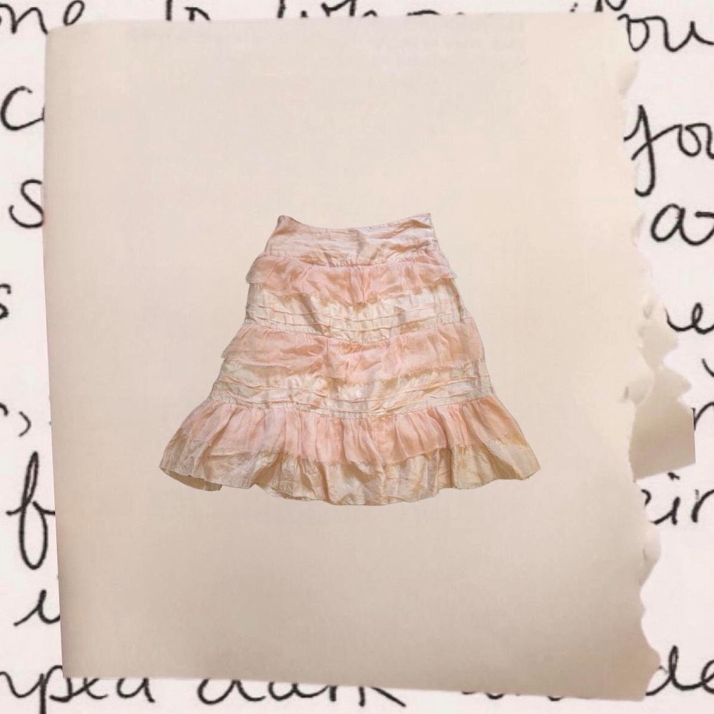 vintage cop copine layered ruffle silk midi skirt